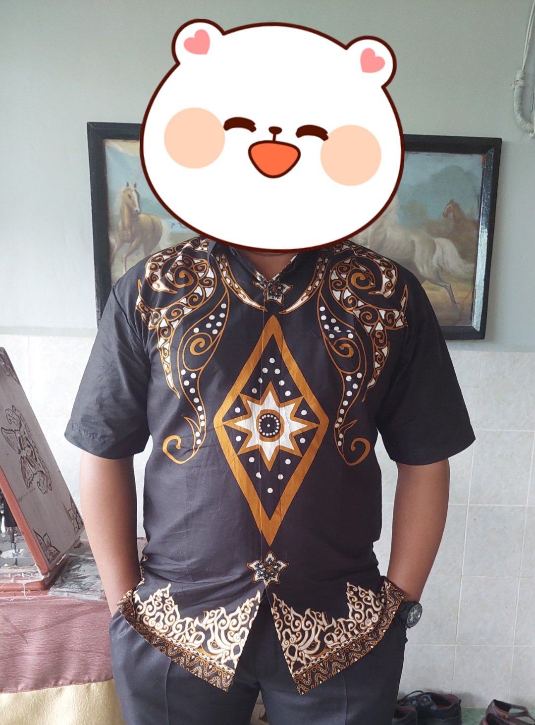 Batik Pria Permata Hitam Lapis Furing Katun Halus Sragenn Size M-xxl High Quality Asli Solo