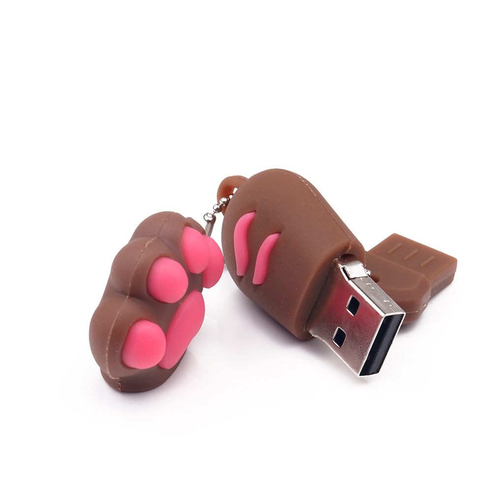 Flash Disk USB 4GB / 8GB / 16GB / 32GB / 64GB / 128GB Bentuk Telapak Kaki Kucing Bahan Silica gel