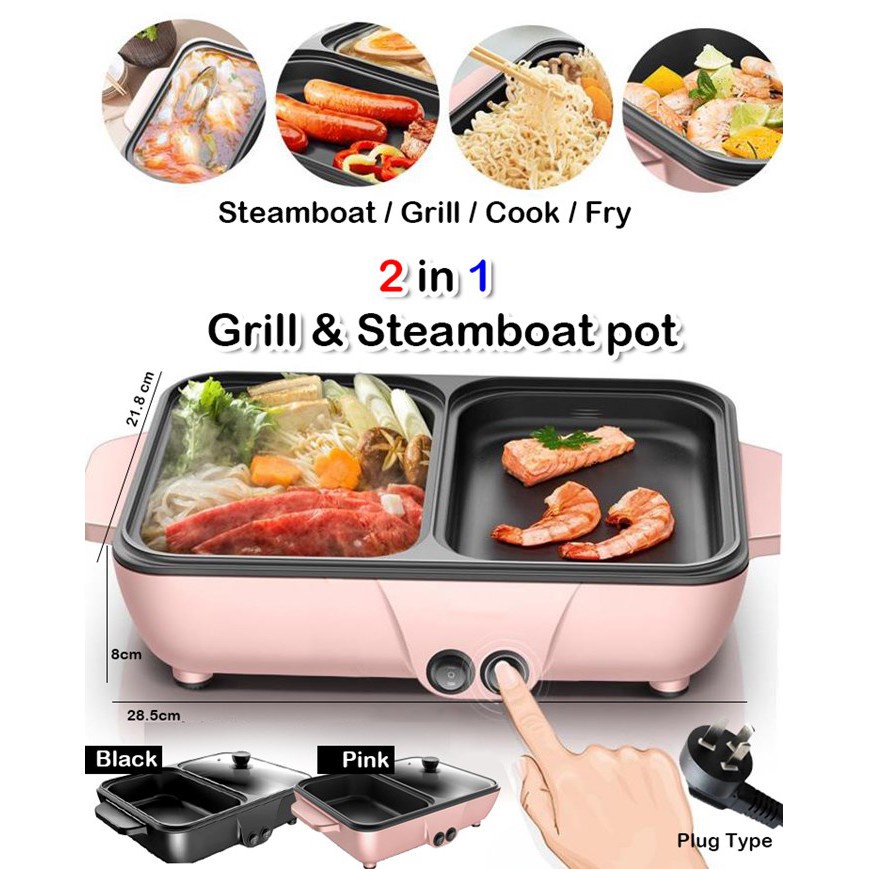 PRODUK NEW&quot; GRILL PAN &quot; PEMANGGANG LISTRIK ALAT MASAK TERMURAH UNTUK BBQ PANCI MULTIFUNGSI Kompor Panggangan Bbq Dan Hotpot Elektrik 2 In 1 Grill Bbq Hotpot Elektrik Anti lengket Panggangan listrik serbaguna