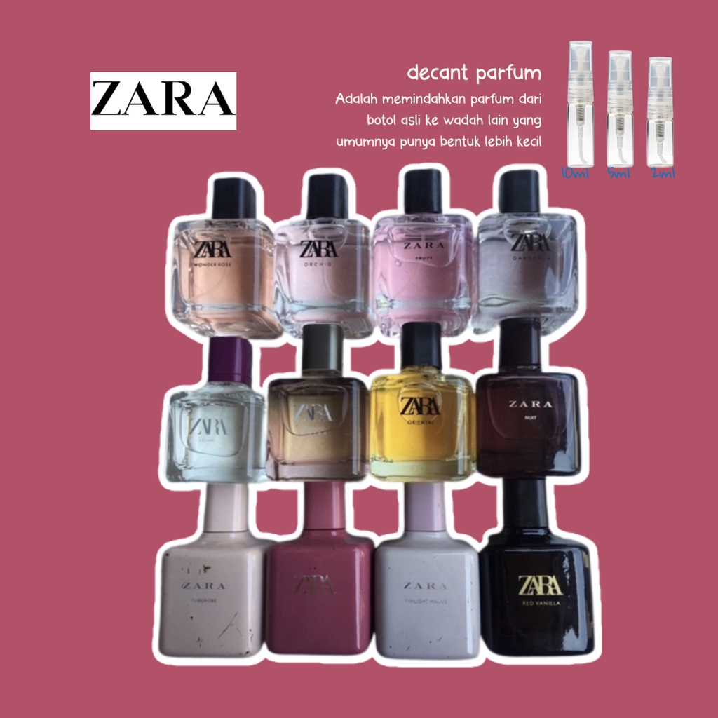 [MINI SIZE] Share Decant Parfum ZARA Perfume All Variant Gardenia Femme Tuberose Pink Flambe Red Van