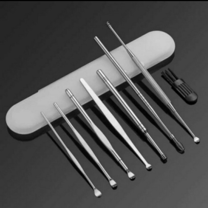 KOREK KUPING 8 IN 1 STAINLESS STEEL / PEMBERSIH TELINGA 8 IN 1 STAINLESS STEEL