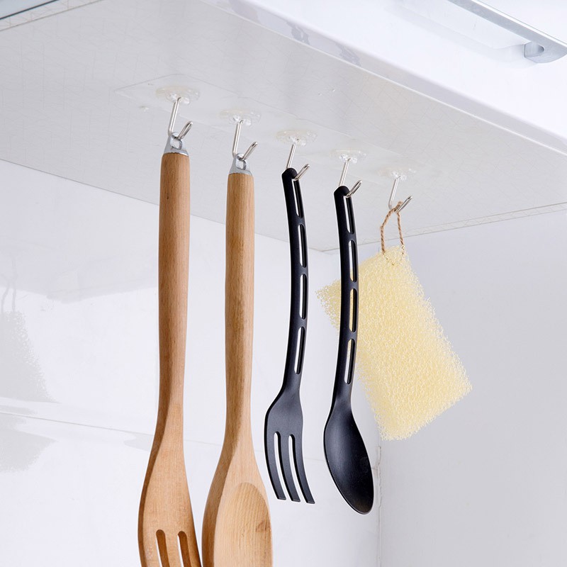 Gantungan Hook Tempel Transparan Serbaguna Hanger Besi Cantelan Dinding Kait Dapur Kamar Mandi