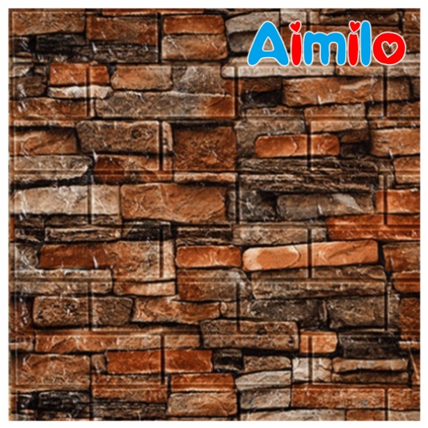 Wallpaper Dinding 3D Bahan Foam Timbul Model Bata Alam/ Batu Bata Dekorasi Ruangan 70x77-F4