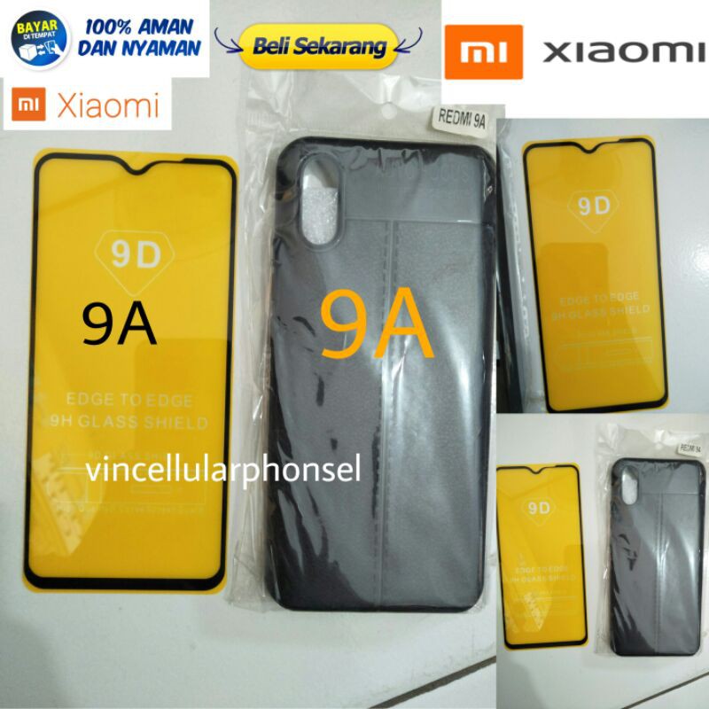 Tempered glass 5D Redmi 9A dan selikon autofocus pelindung HP 9A anti gores 9A