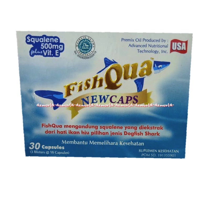 Fishqua Ekstrak Minyak Hati Ikan Hiu Vitamin E 30 Kapsul kesehatan &amp; daya tahan tubuh Fish Qua