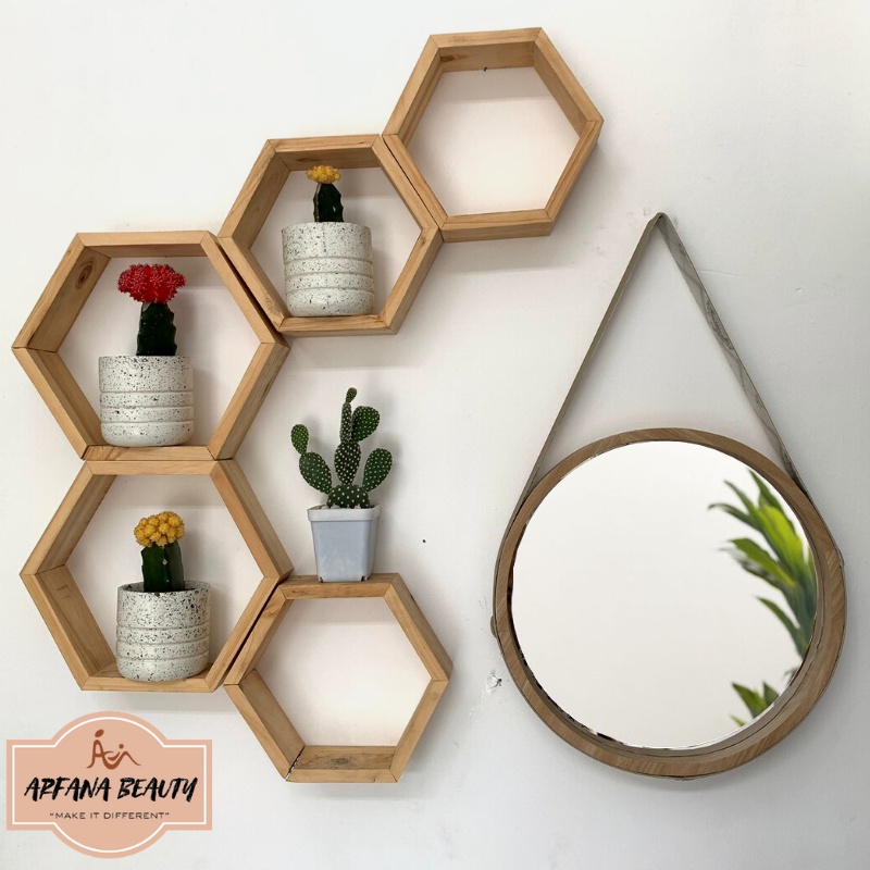 Kaca Cermin Gantung Bulat Bundar Kayu Aesthetic Tali Strap Gantungan Cermin Dandan Make Up Rias Frame Tebal Kayu Premium Diameter 35CM Estetik Perlengkapan Penghias Dekorasi Dinding Kamar Tidur Rumah Ruang Tamu Vintage Viral Tebal
