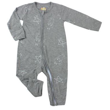 Baa Baa Sheepz Romper Bayi Bamboo Zip GREY