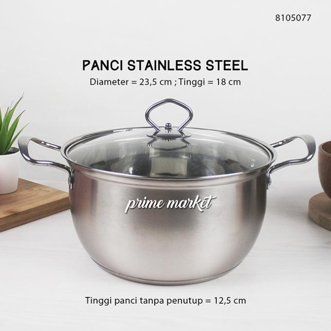 +%+%+%] Panci Sup / Panci Kuah / Panci Sayur Tutup Kaca Stainless Steel 23,5cm
