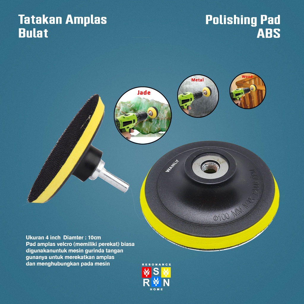 Tatakan Amplas Velcro 4 Inci l Pad Perekat Amplas Kasar l Gerinda Tangan Resonance Home