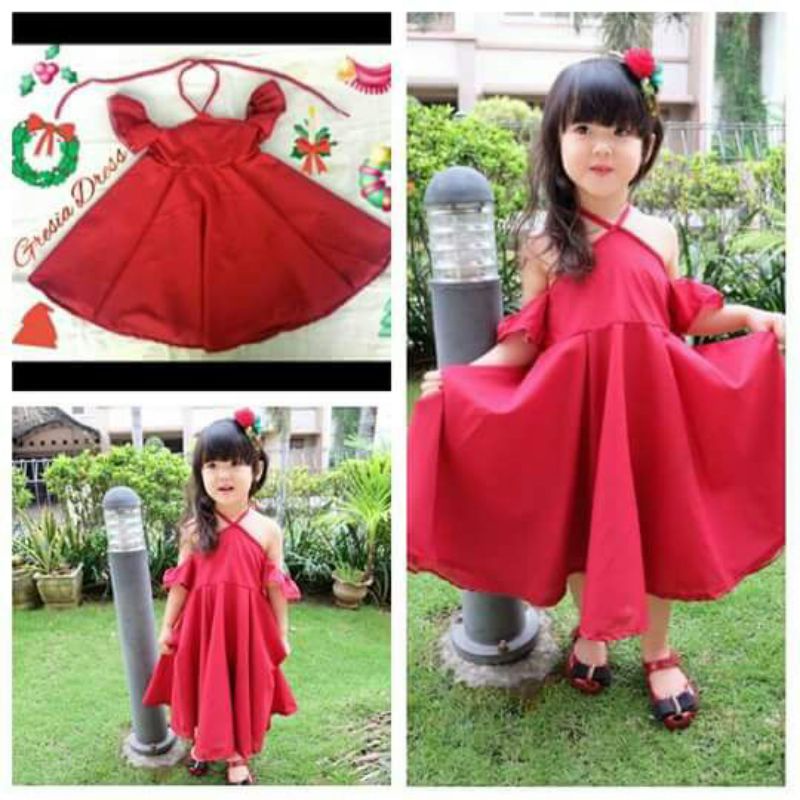 gresia dress / dress natal anak murah / dress anak perempuan /gaun natal /kostum natal anak murah / baju natal anak murah