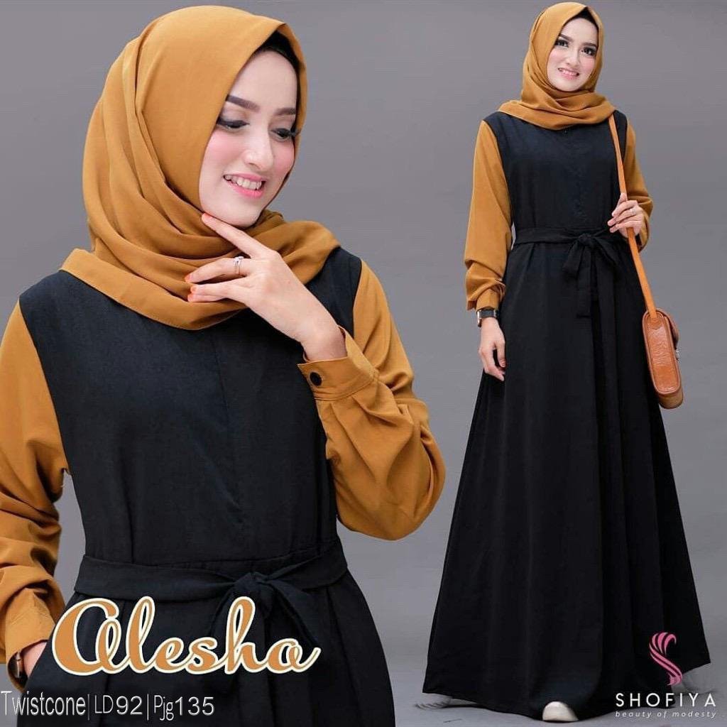 [ COD ] Alesha Maxy Baju Gamis Dress Maxi Muslim TERLARIS & MURAH 2021