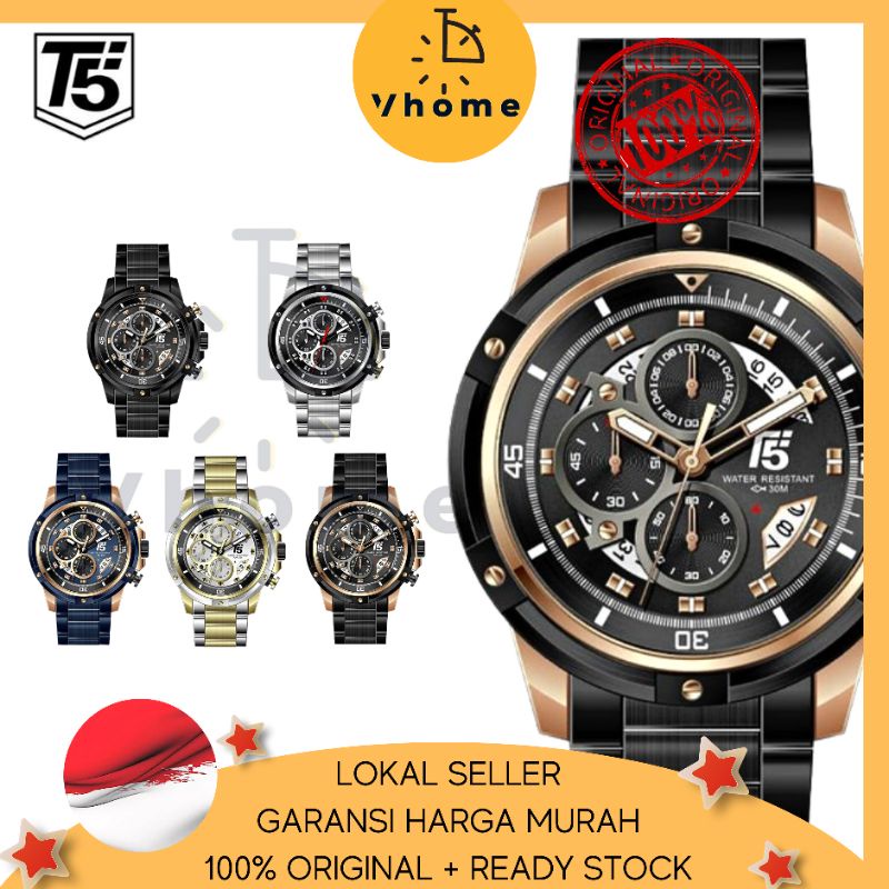 VHOME - JAM PRIA T5 ORIGINAL 100% 3804 H3804 H3804G CHRONOGRAPH WATERPROOF 3ATM BERGARANSI FREE BOX+