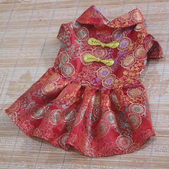 Dress Chongsam Gong Xie Fat Cai Untuk kucing / Anjing / Kelinci / Musang / Baju Hewan size XS-XL