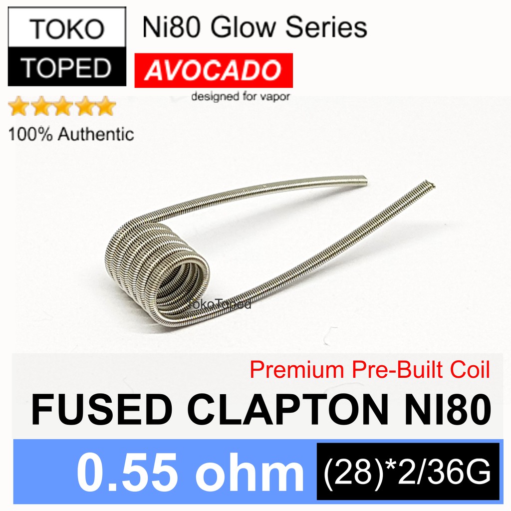 Authentic Avocado FUSED CLAPTON Ni80 Coil 0.55 ohm | nichrome 80 kawat wire vape