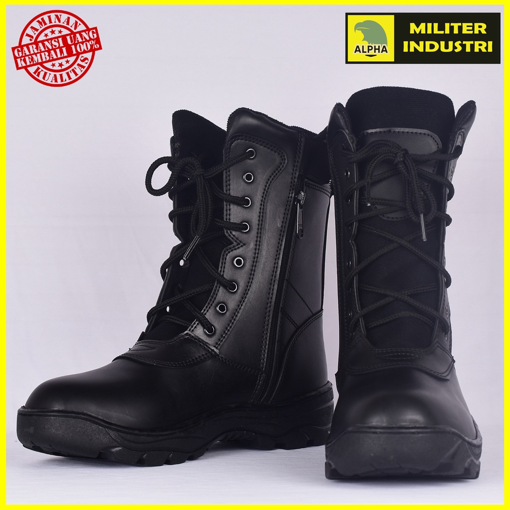 Sepatu Pdl Tni Polri Boots Safety Banser Security Reseleting Kulit Sintetis- LB01