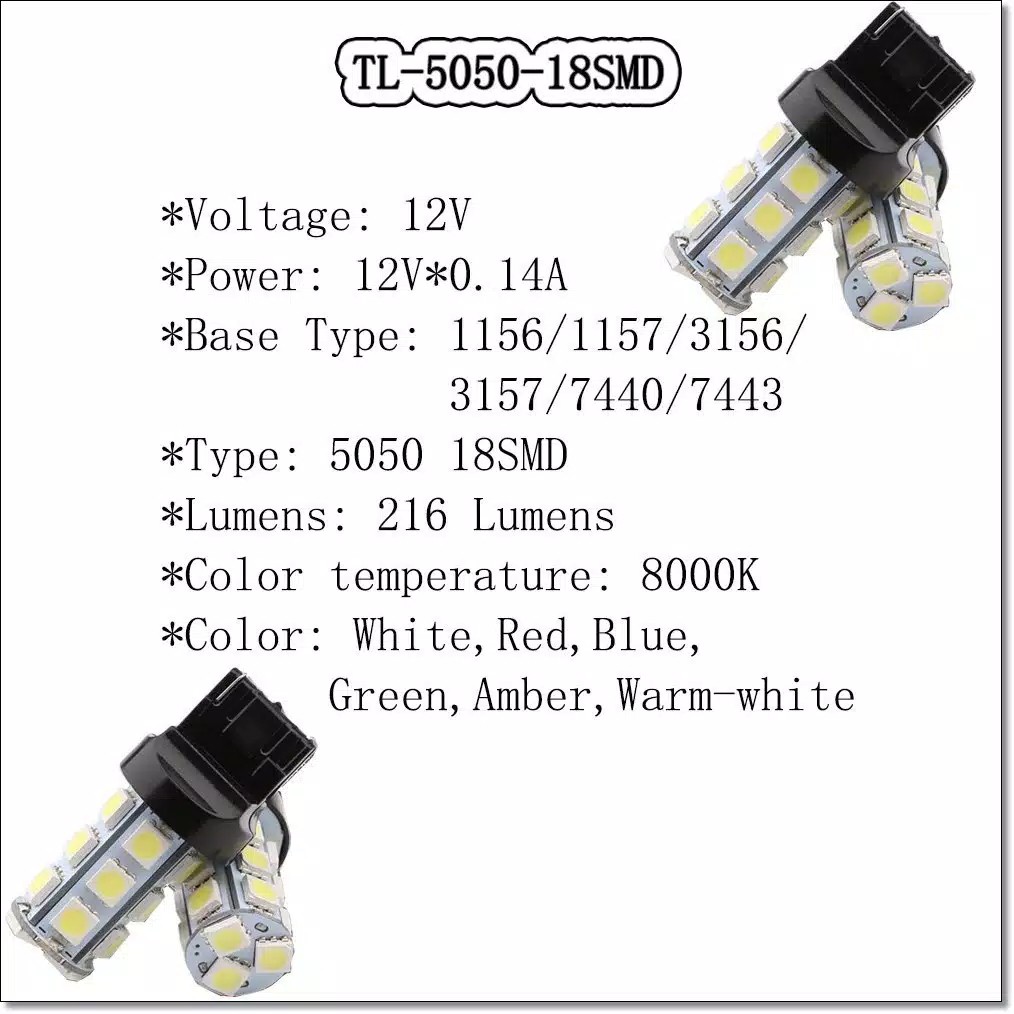 T20 7440 5050 18SMD 5050 12VOLT - T20 2KAWAT - LAMPU SEIN - LAMPU SENJA - LAMPU MUNDUR