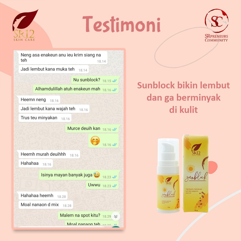 SUNCARE SR12 BPOM / SUNBLOCK SPF 25++ /SPF 30++ MENJAGA KULIT TETAP SEHAT &amp; LEMBAB SUNBLOCK WAJAH