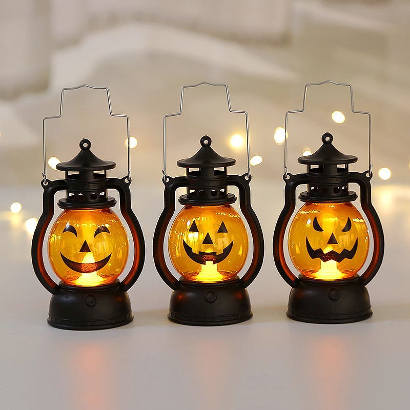 Lampu Lentera Minyak LED Bentuk Labu Halloween Untuk Dekorasi Rumah