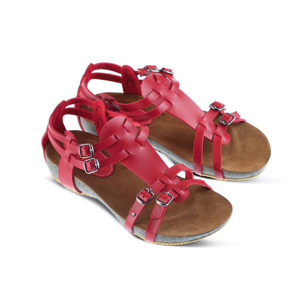 Sandal flat sandal heels sandal wedges sandal murah wanita 5313 - Merah, 36