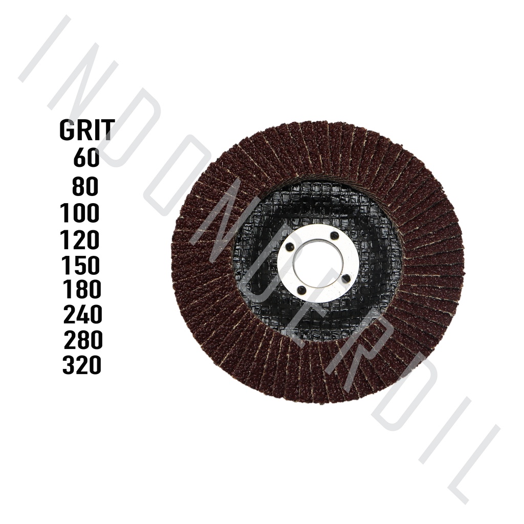 Amplas Gerinda-Gurinda Mata Susun-Flap Disc Tebal 4 Inch-In  60-80-100-120-150-240-180-280-320-400