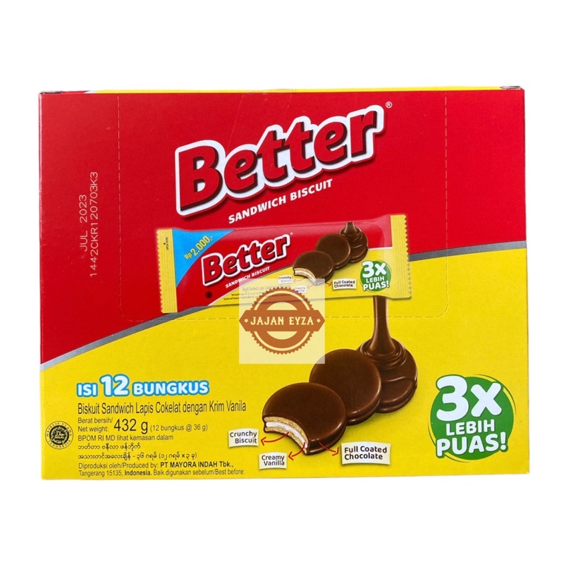 

MAYORA BETTER BOX / SANDWICH BISCUIT COKLAT / BERLAPIS COKLAT KRIM VANILA / ROMA BETTER