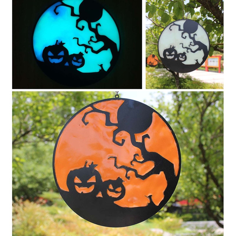 Liontin Kaca Luminous Bentuk Tengkorak Labu Untuk Dekorasi Halloween