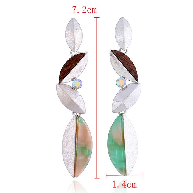 LRC Anting Tusuk Fashion Multi-color Geometric Shape Decorated Earrings