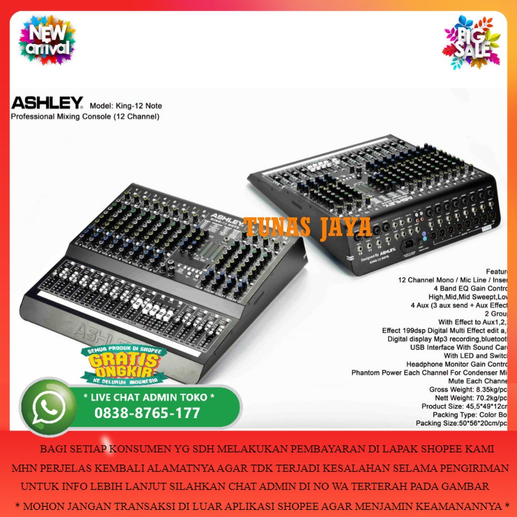 MIXER ASHLEY KING12NOTE MIXER ASHLEY KING12 NOTE MIXER ASHLEY KING 12 NOTE ORIGINAL WIHT SOUNDCARD