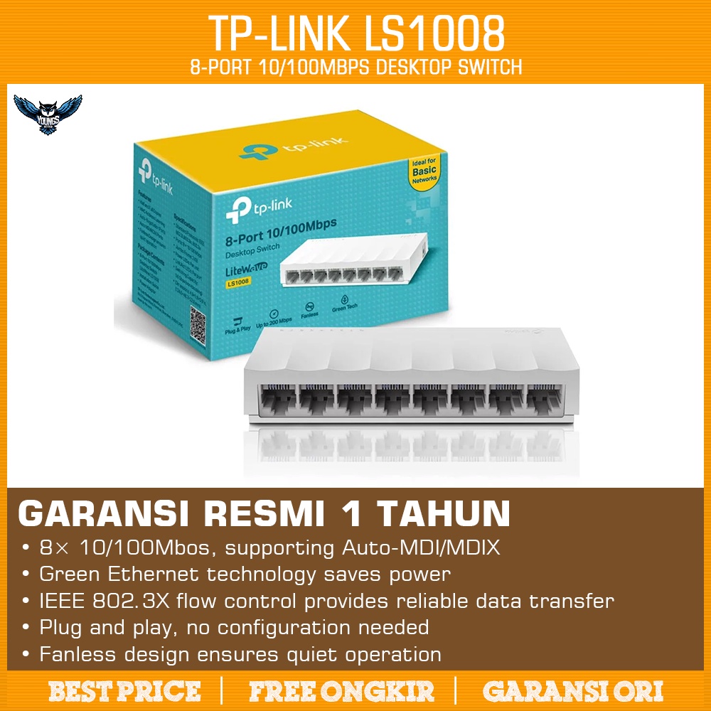 TP-Link LS1008 8-Port 10/100Mbps Desktop Network Switch Hub LS 1008