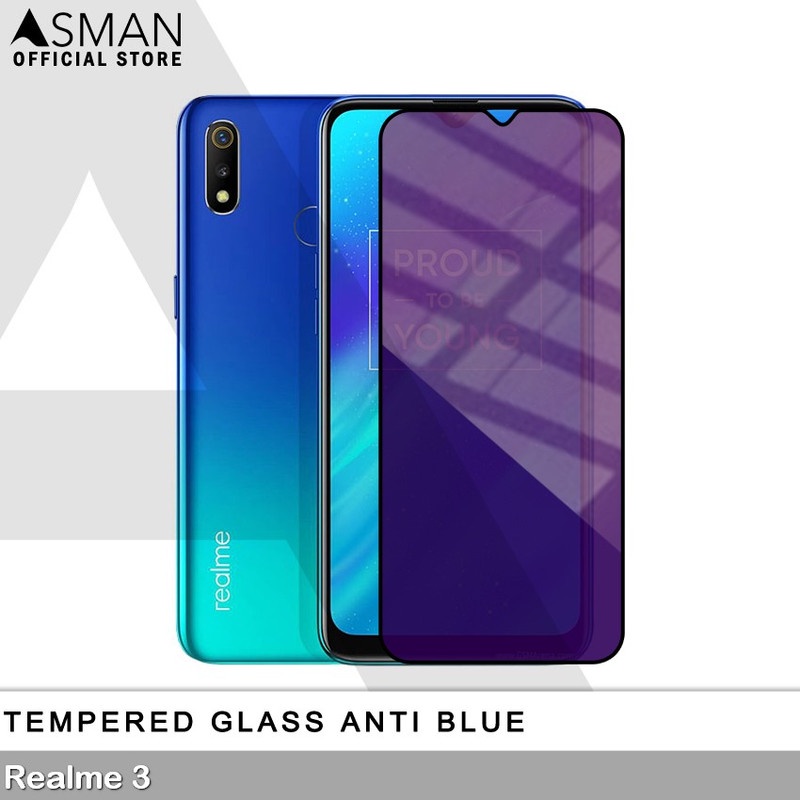 Tempered Glass Blue Light Full Lem Realme 3 Anti Radiasi