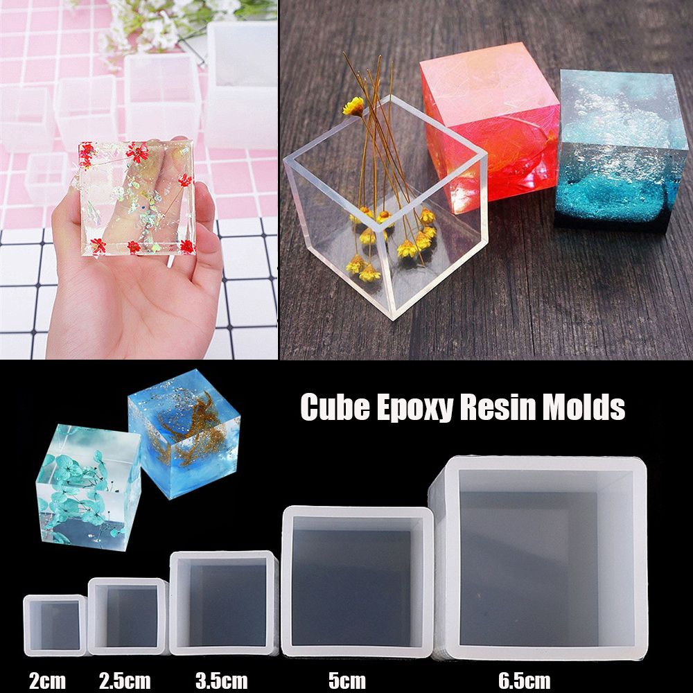 Cetakan Resin Epoxy Uv Bentuk Kubus Bahan Silikon Transparan Untuk Membuat Perhiasan Diy