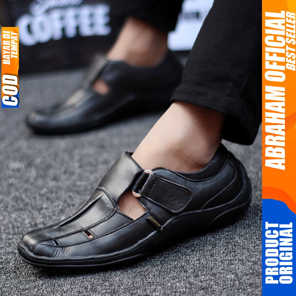 ABRHM DRAKEN Sepatu Slip On Pria Sepatu Pria Casual Kulit Asli Sepatu Casual Pria Ori Cowo / Cowok Sepatu Kasual Slop Anti Slip Semi Formal Kerja Kuliah Gaya Santai Keren Kekinian Original Murah Terlaris