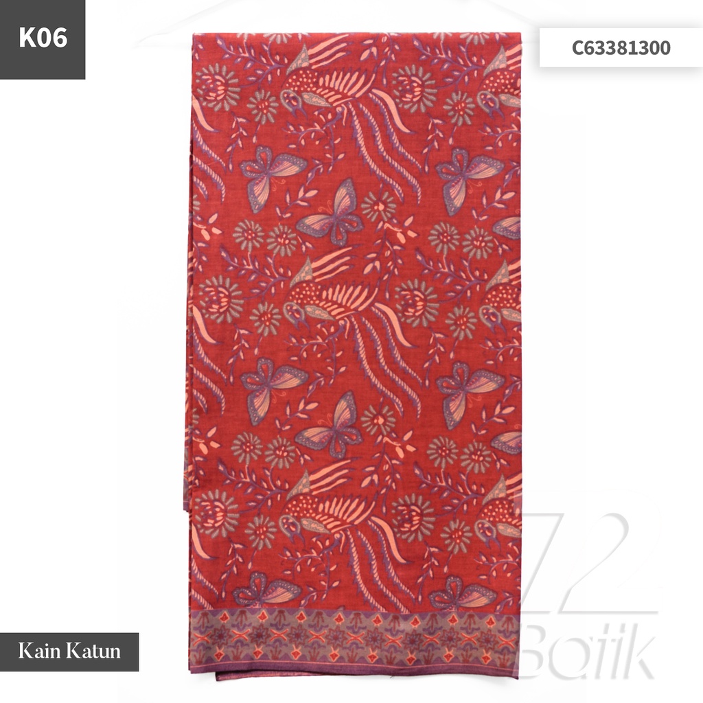 KAIN BATIK KATUN Premium Motif Kupu Kupu Two Tone Pagi Sore Warna Cream 722249 CAP 72