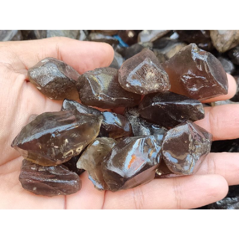 BAHAN ROUGH BATU AKIK SOLAR SOLOK SELATAN NATURAL STONE SMOKY QUARZ