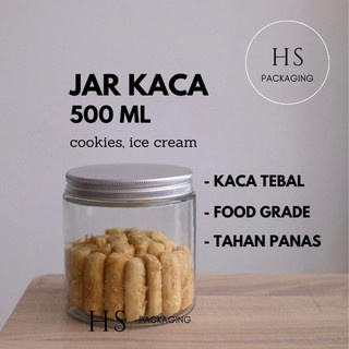 500ml TOPLES KACA / JAR KACA / GLASS JAR 500 ml / jar kue / jar peach gum / jar ice cream