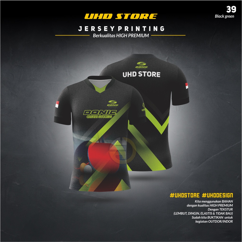 Baju Kaos Olahraga Pingpong 3D terbaru Logo Donic