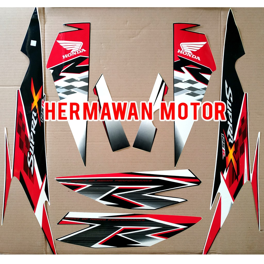 Honda supra x 125-Striping-stiker honda supra x 125 th 2010-2011 warna merah putih