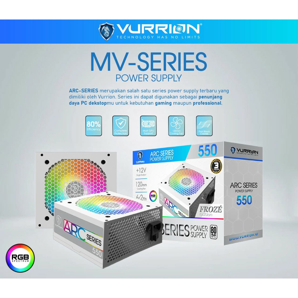 POWER SUPPLY/PSU VURRION ARC SERIES 550 FROZE EDITION 80+ RGB 550W