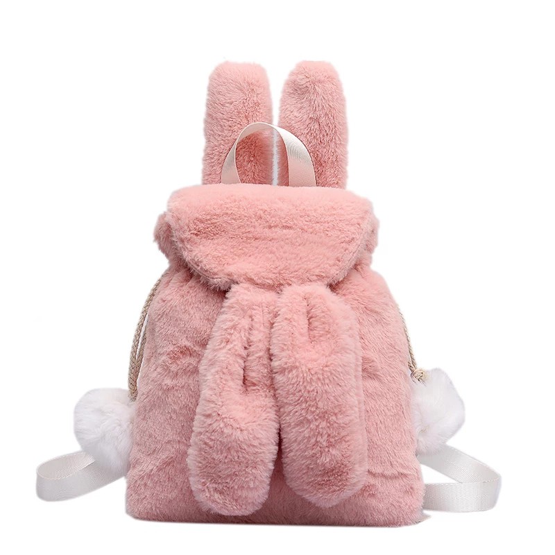 TAS BACKPACK BULU BONEKA LUCU MODEL KELINCI SERUT