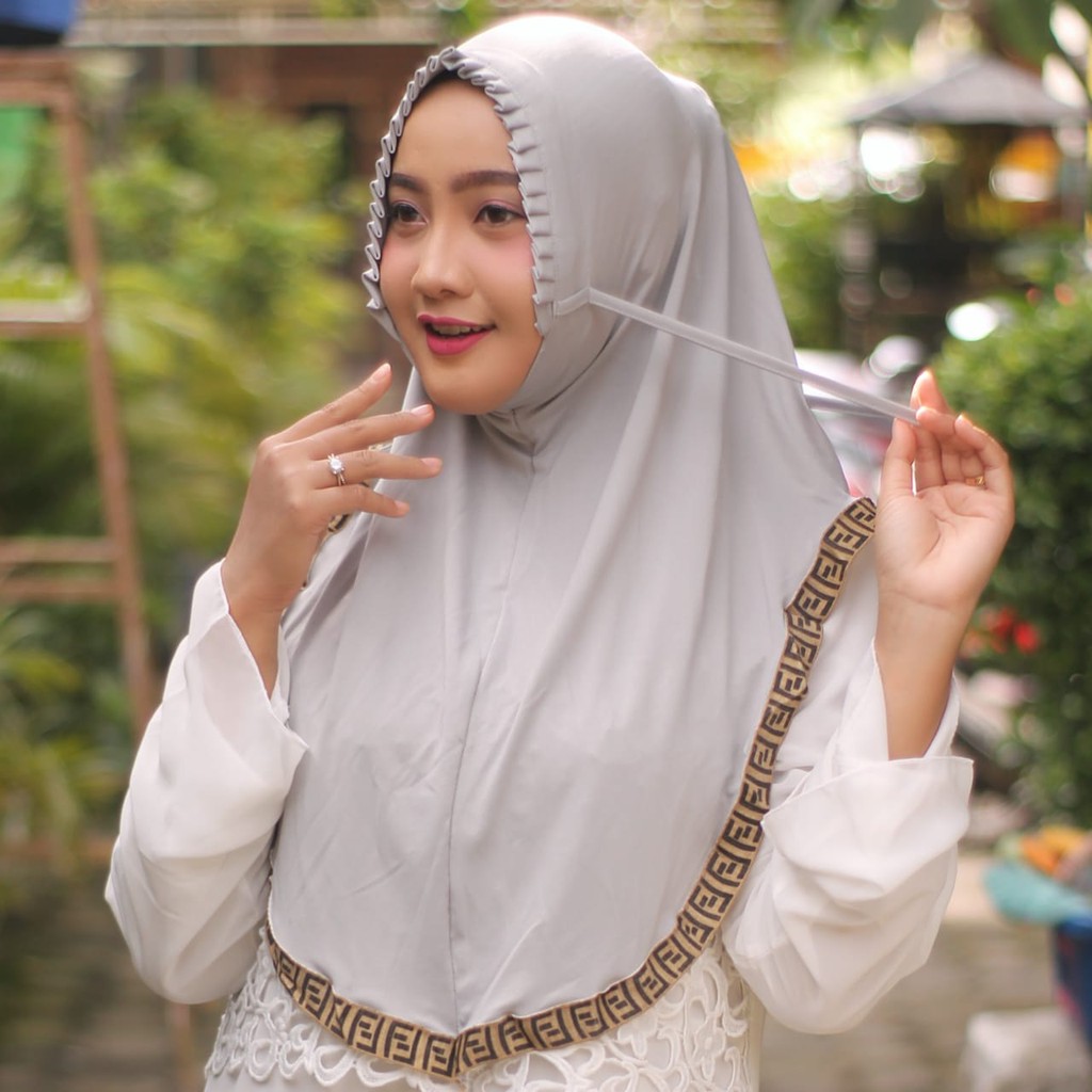 Hijab Instan Gerigi Tali FF/Bergo Tali Pet Gerigi Sporty FF-4