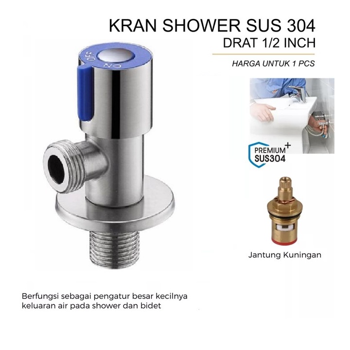 Kran Air Stop Kran Closet Cabang 1/2 Inch - Kran Kloset Jet Shower Toilet shower 1/2&quot; - Stop Kran Shower Stainless