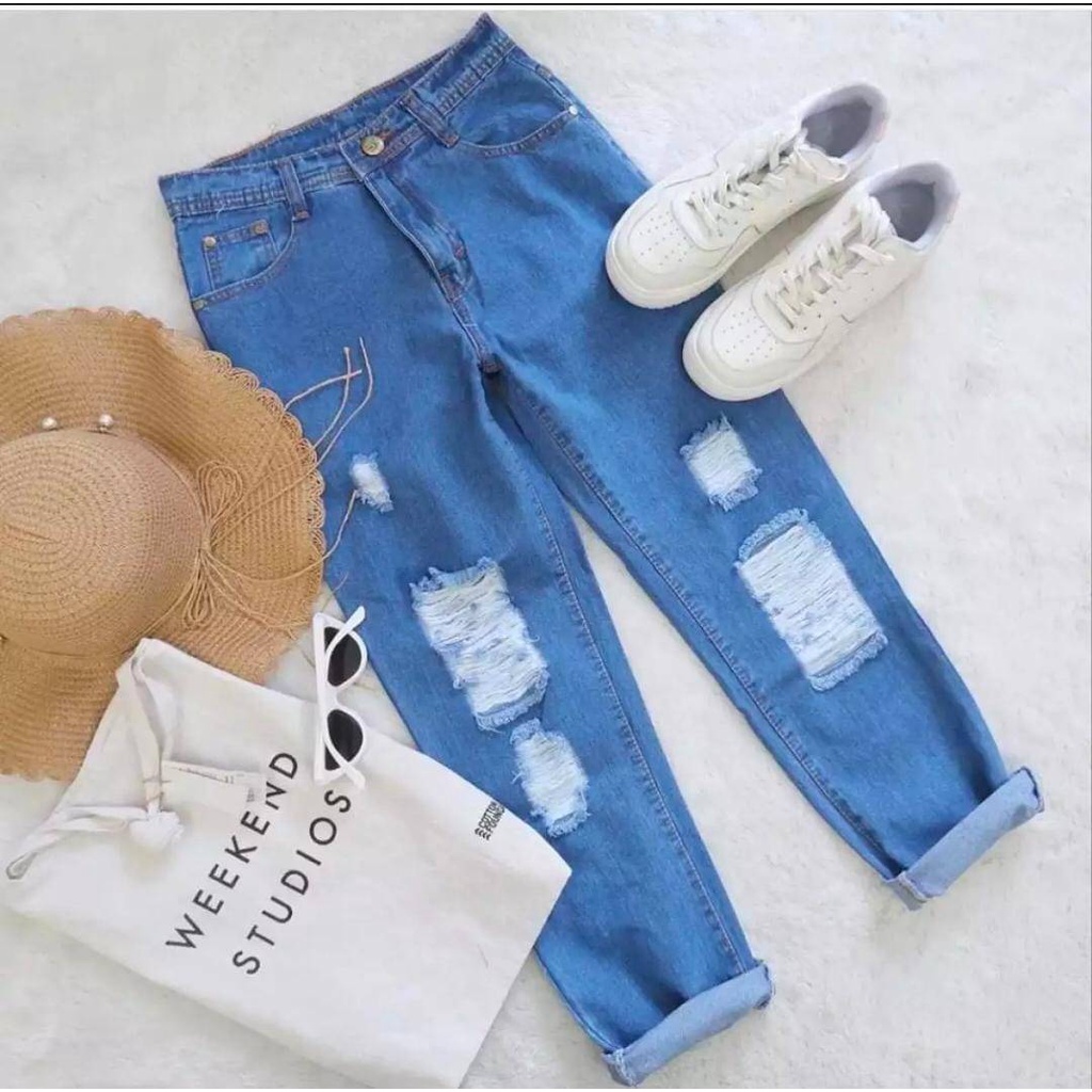 CELANA WANITA JEANS BOYFRIEND SOBEK