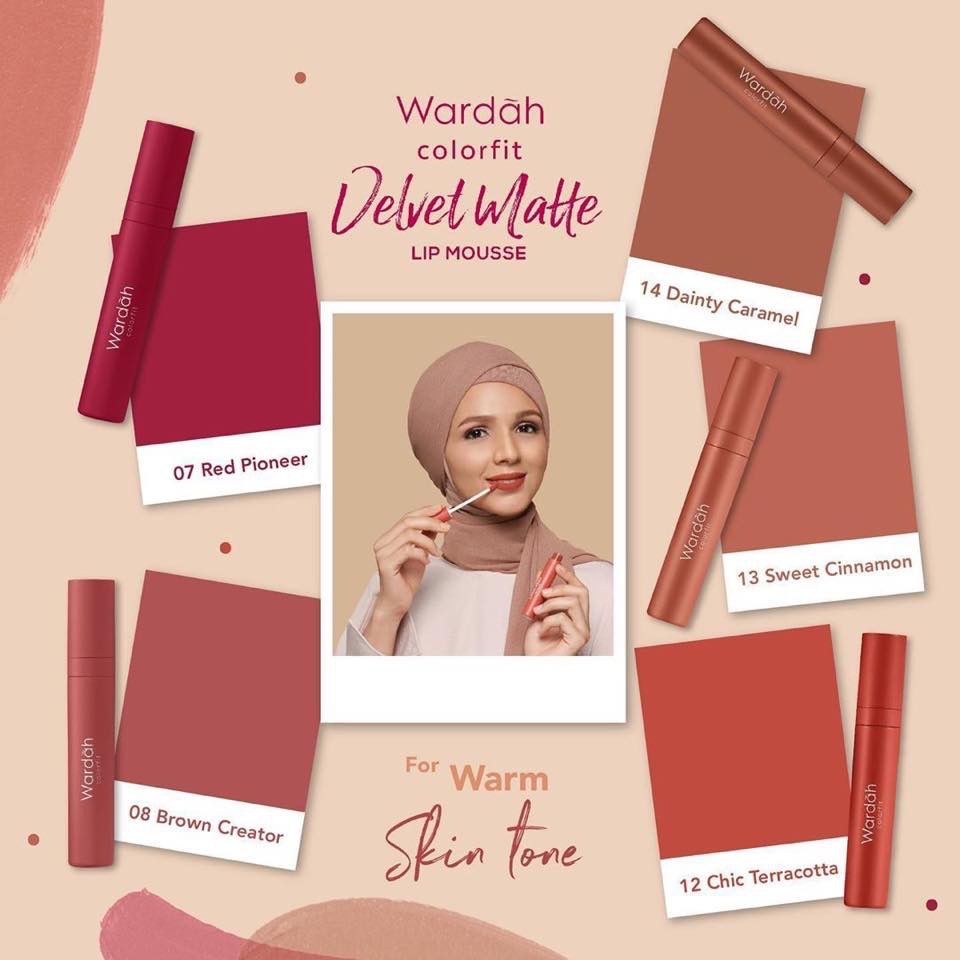 WARDAH Colorfit Velvet Matte Lip Mousse Indonesia / Lipstick Facial Wash Face Essence Toner Serum Day Night Eye Cream Sunscreen Mask Masker Tint Gloss / Lightening Crystal Secret Acnederm Nature Daily Renew You C Defense Uv Shield Spf Acne Paket Series