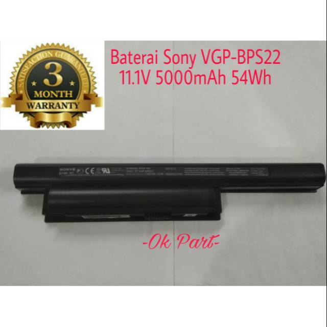 Baterai Laptop Original Sony Vaio VGP-BPS22 VGP-BPL22 VGP-BPS22A VPC-EB BPS22