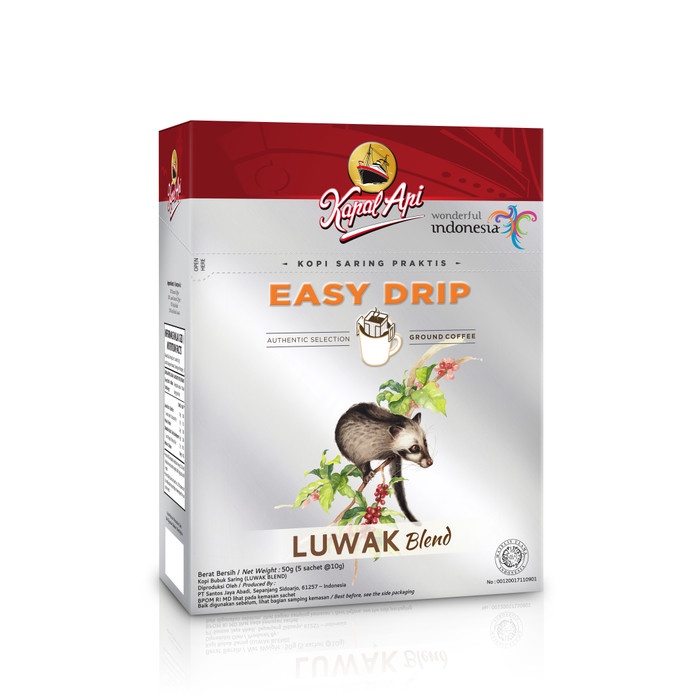 

t01thy Kapal Api Luwak Blend Easy Drip Coffee Box (Isi 5 Sachet@10Gram) Ds20X11