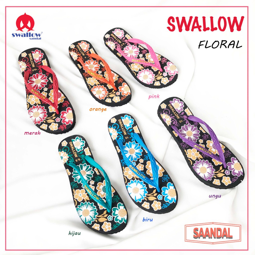 Swallow Floral Bunga Sandal Jepit Wanita (Bisa Eceran)