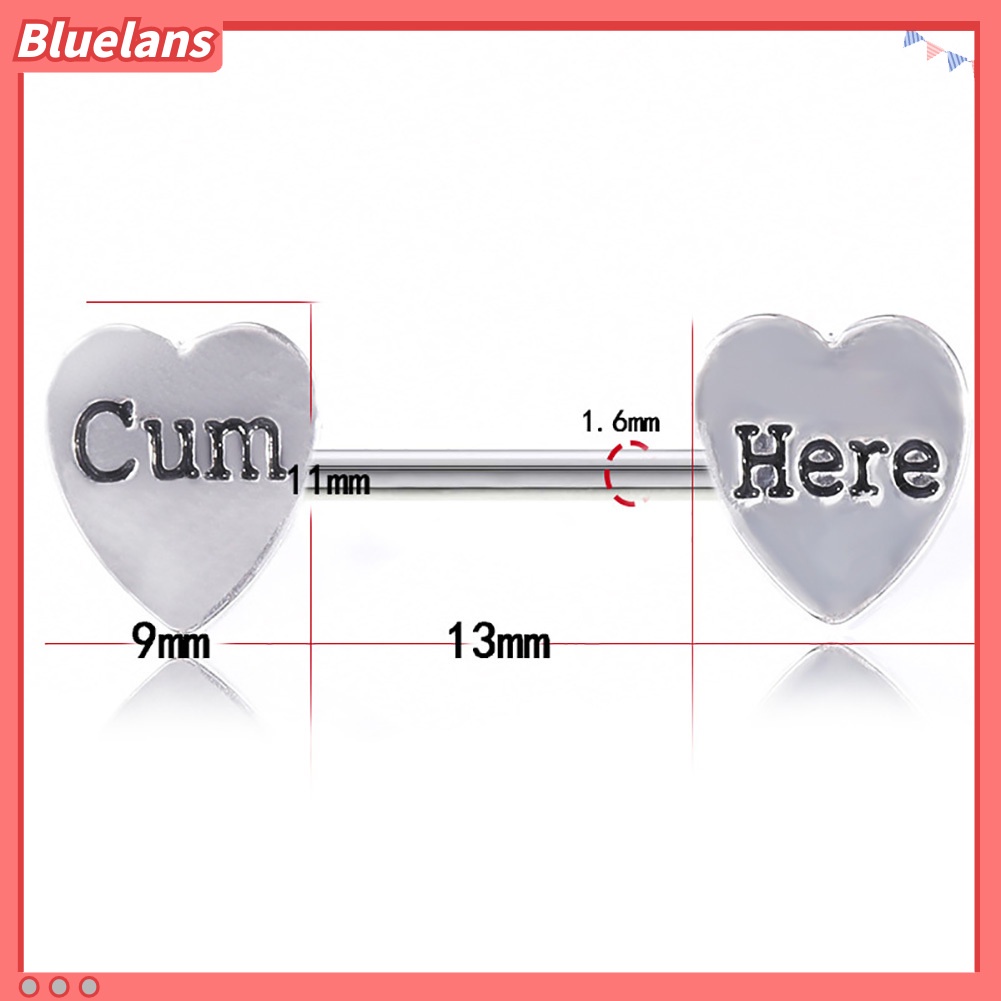 Bluelans 1Pc Cum Here Letter Heart Nipple Ring Lady Stainless Steel Body Piercing Jewelry