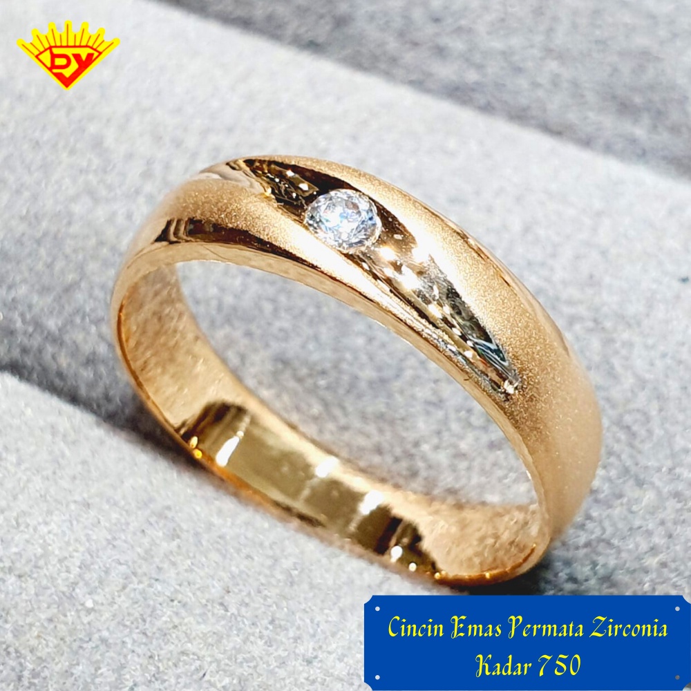 Cincin Emas Permata Zirconia Emas 750