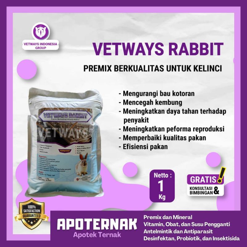 VETWAYS RABBIT 1 kg - VITAMIN PENGGEMUK KELINCI DAN BULU | Apoternak