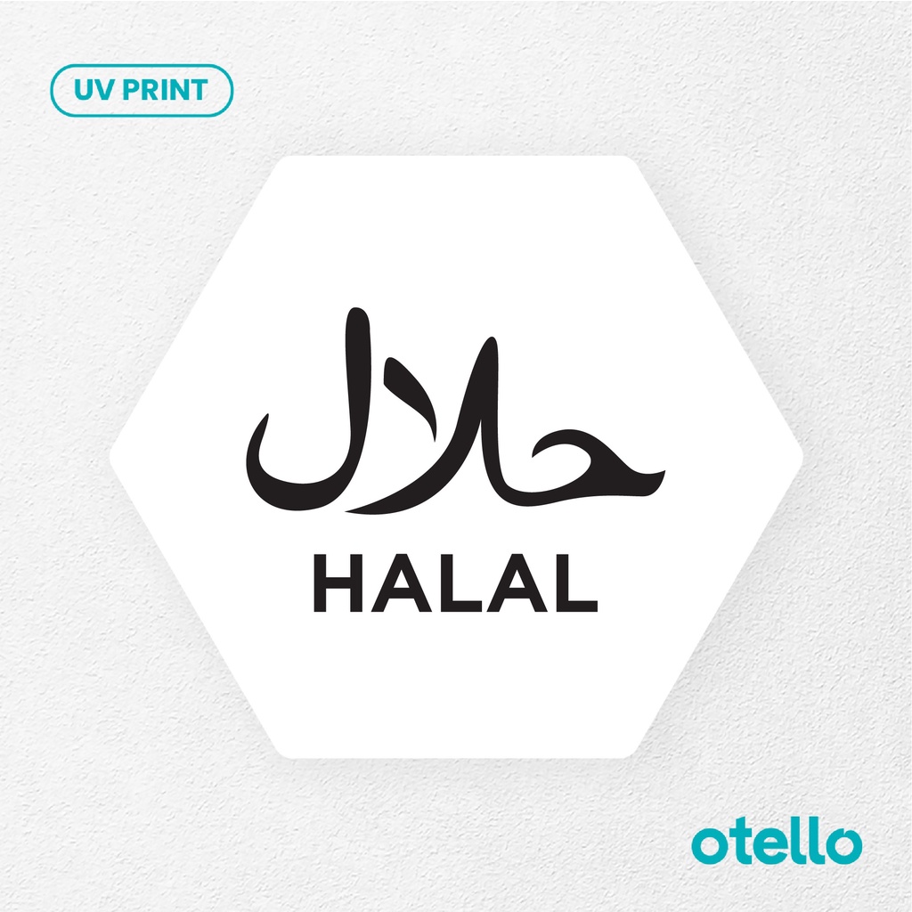 Halal Sign Board Akrilik Tempel Signage Dinding Papan Label Acrylic Restoran Dinding Petunjuk Toko Cafe